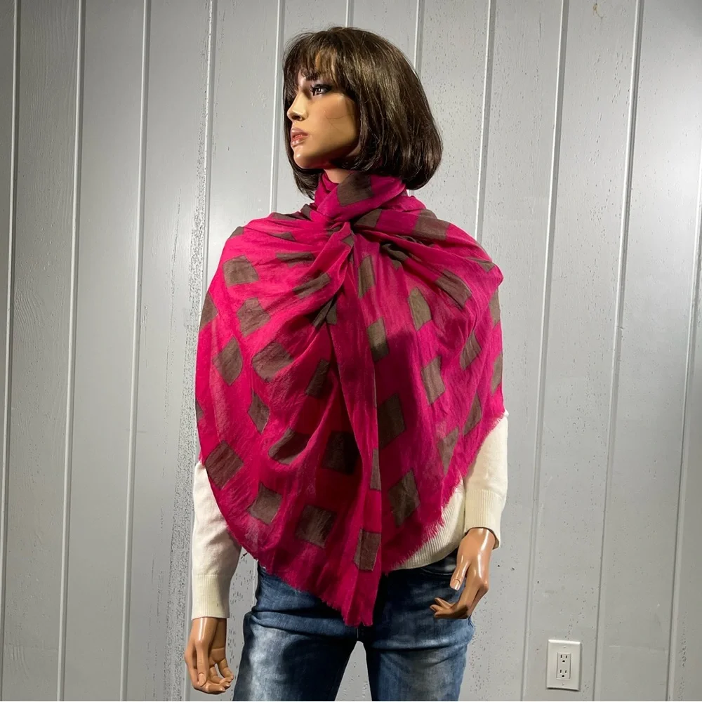 *Silk Route Fashion Fuchsia & Brown Shawl